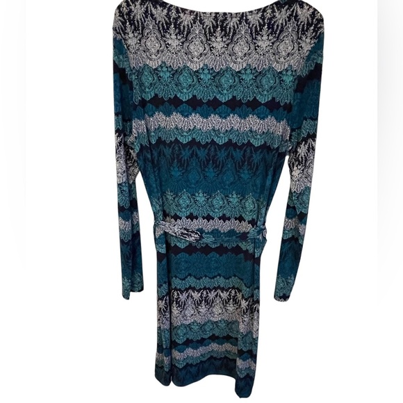 🔥💙 Banana Republic size L stretchy dress. Like new! Navy/teal blue/white NICE! - Picture 4 of 4
